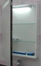 Зеркало Victoria Nord 60х81 см, шкаф, левый, белый глянец, с выключателем, с подсветкой
